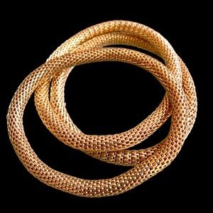 Gold Stretch Mesh Bangle Bracelets Set of 3